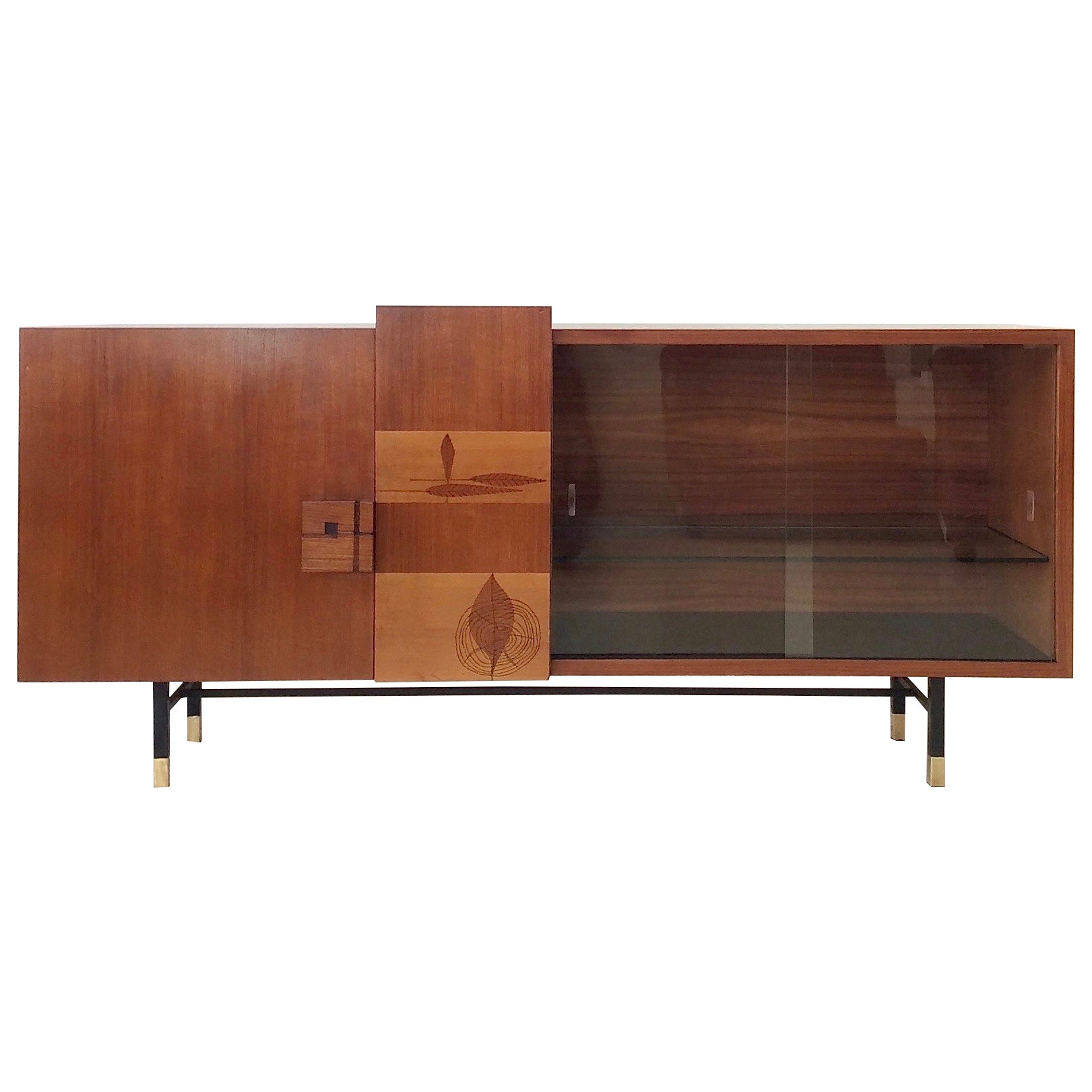 Asymmetrisches italienisches Sideboard aus der Mitte des Jahrhunderts, um 1950