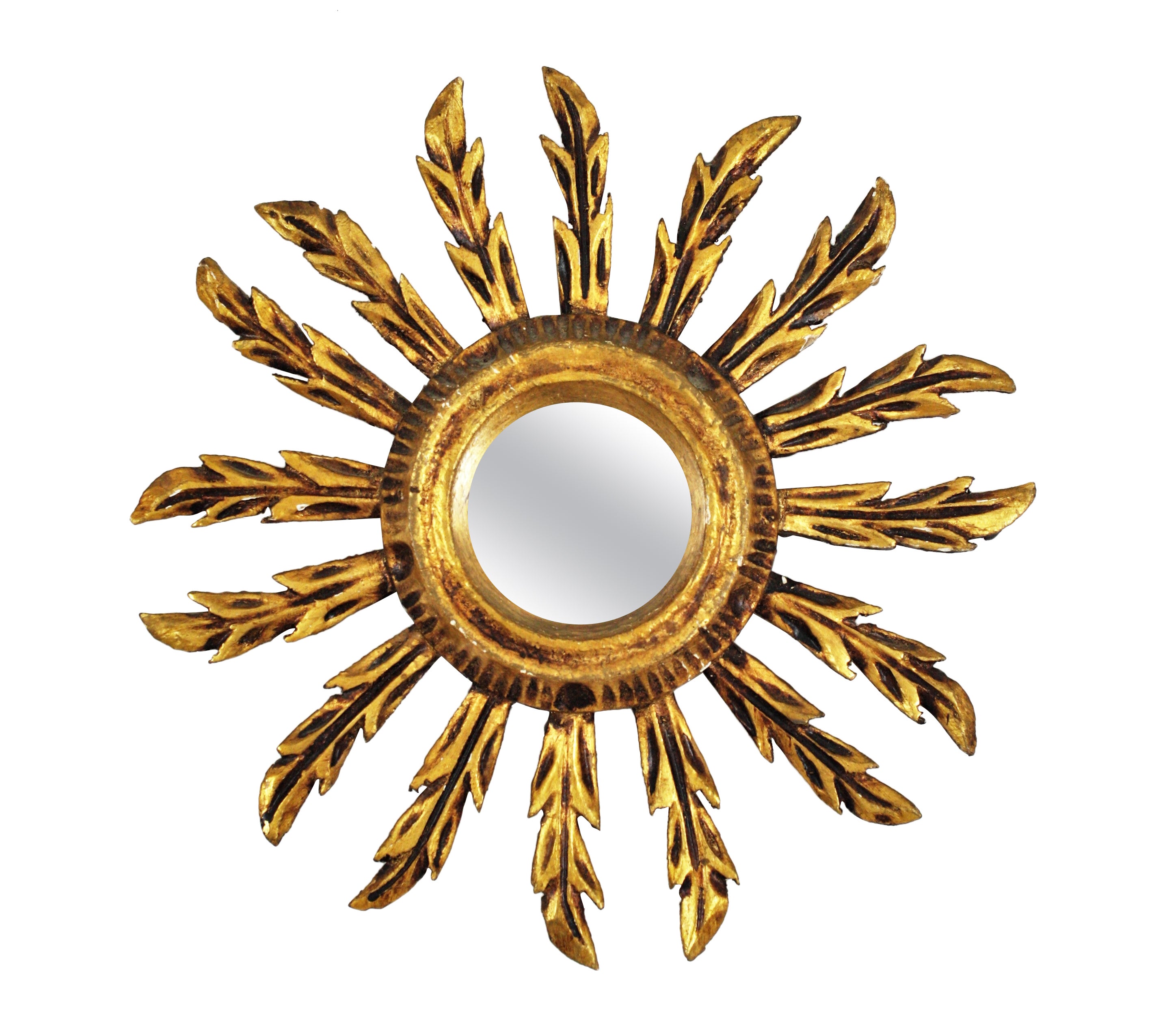 Spanish Baroque Sunburst Convex Mini Sized Mirror