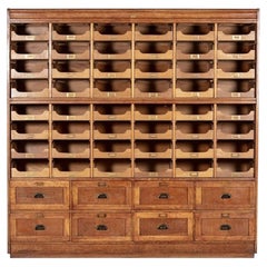 Monumental 19th C English Oak Haberdashery Cabinet