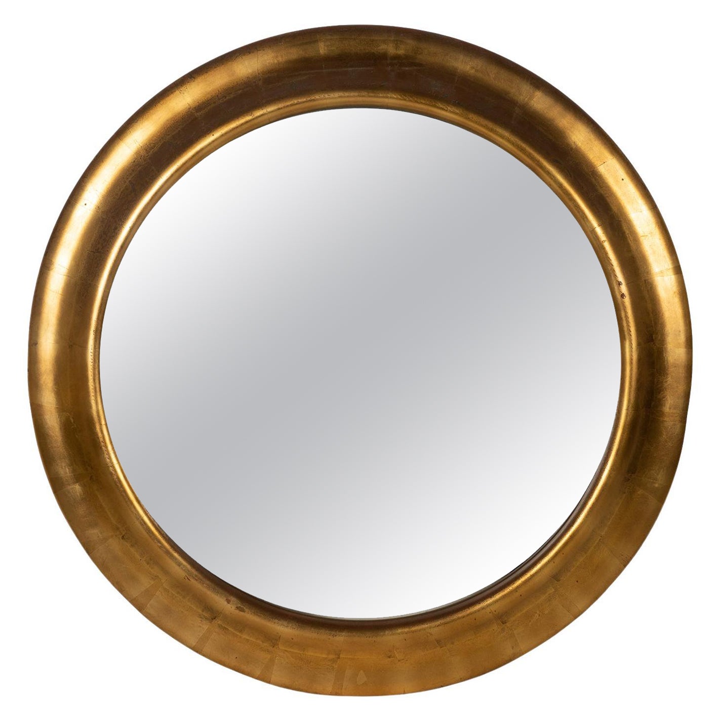  Very Large Round Gold Gilt Mirror, Italy