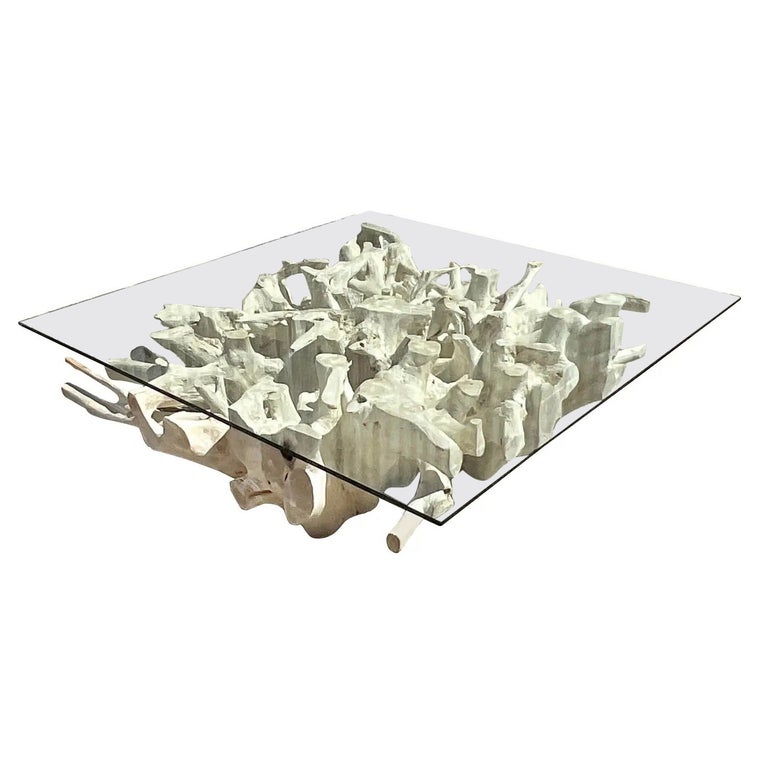 Table Basse Vintage Boho Walker Zabriskie en Racine de Teck En vente