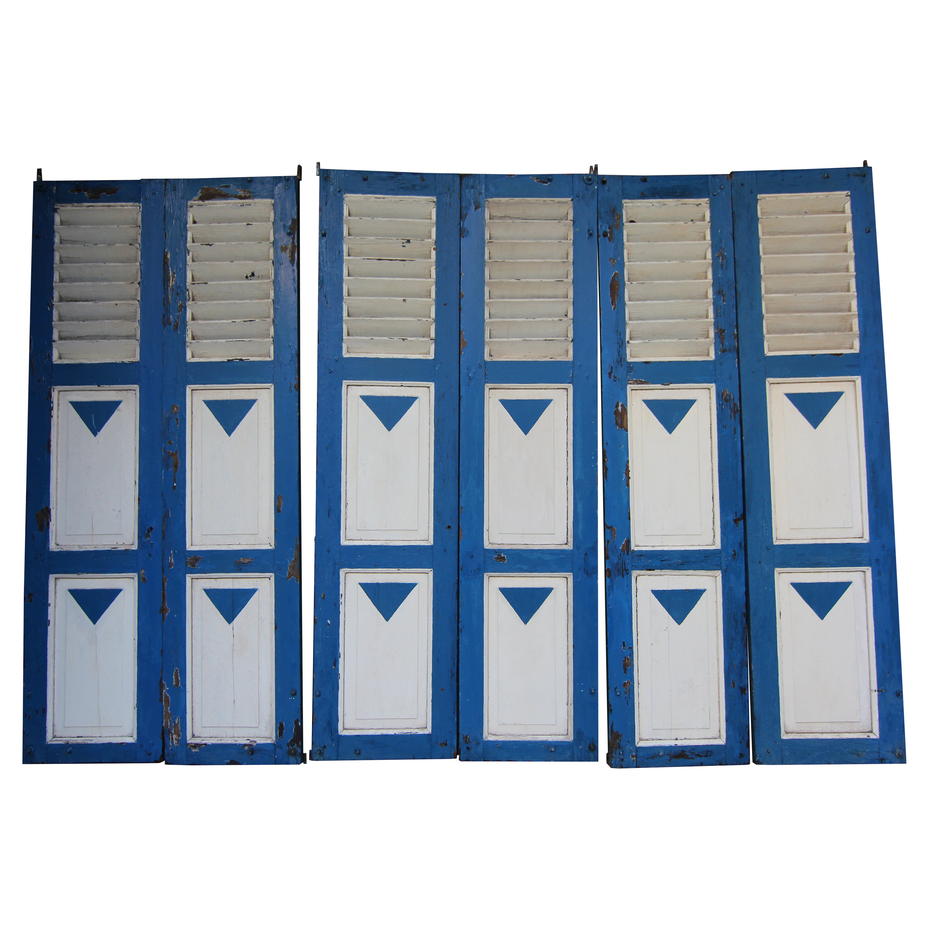 Large Pair of 19th Century French Shutters with Original Paint at 1stDibs