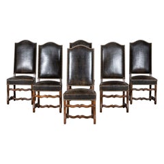 Set of 6 French Louis XIV-Style Oak Chairs