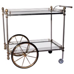  Brushed Steel and Brass Bar Cart in the style of Maison Jansen, 1960's