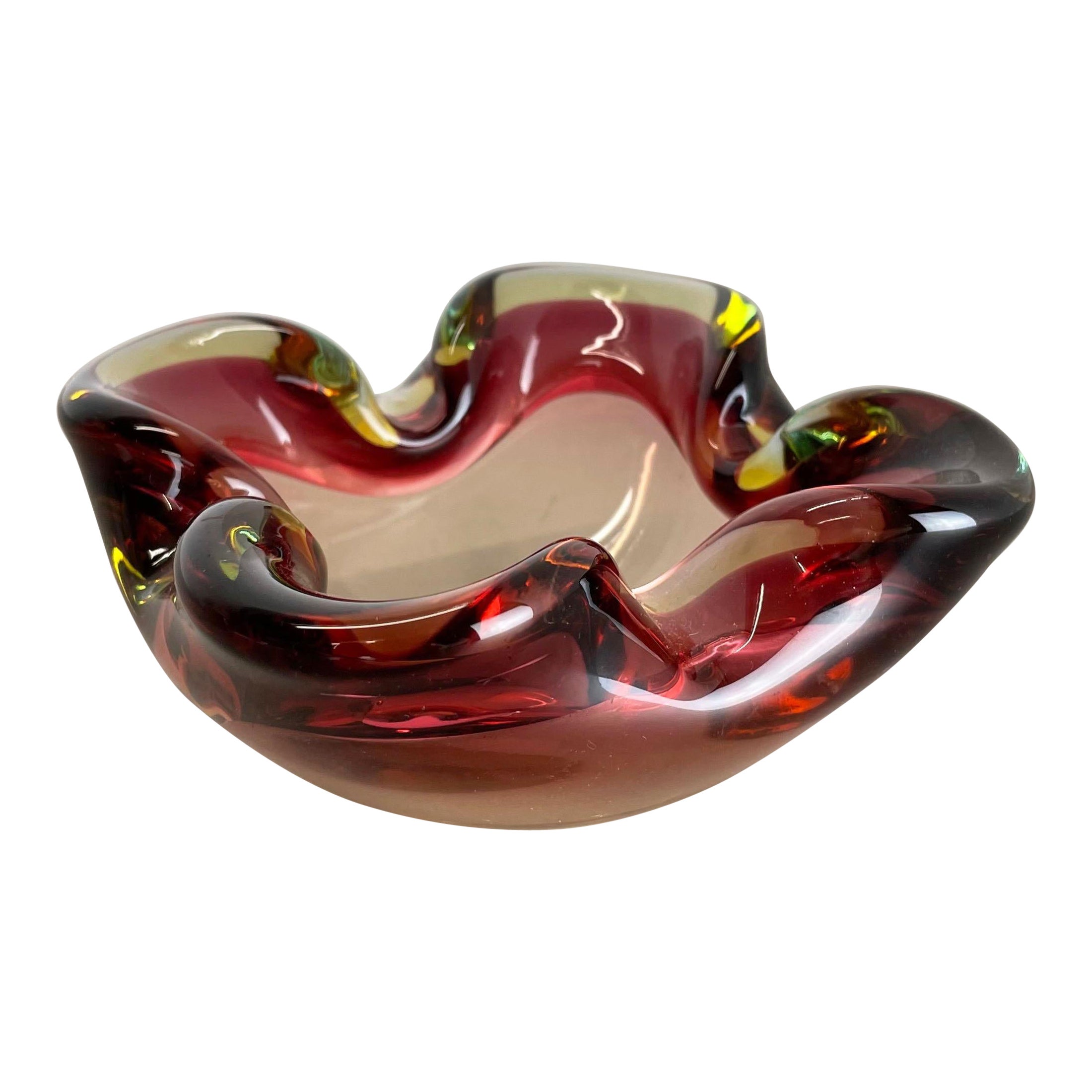 Large Murano Glass "MultiColor" Bowl Element Shell Ashtray Murano