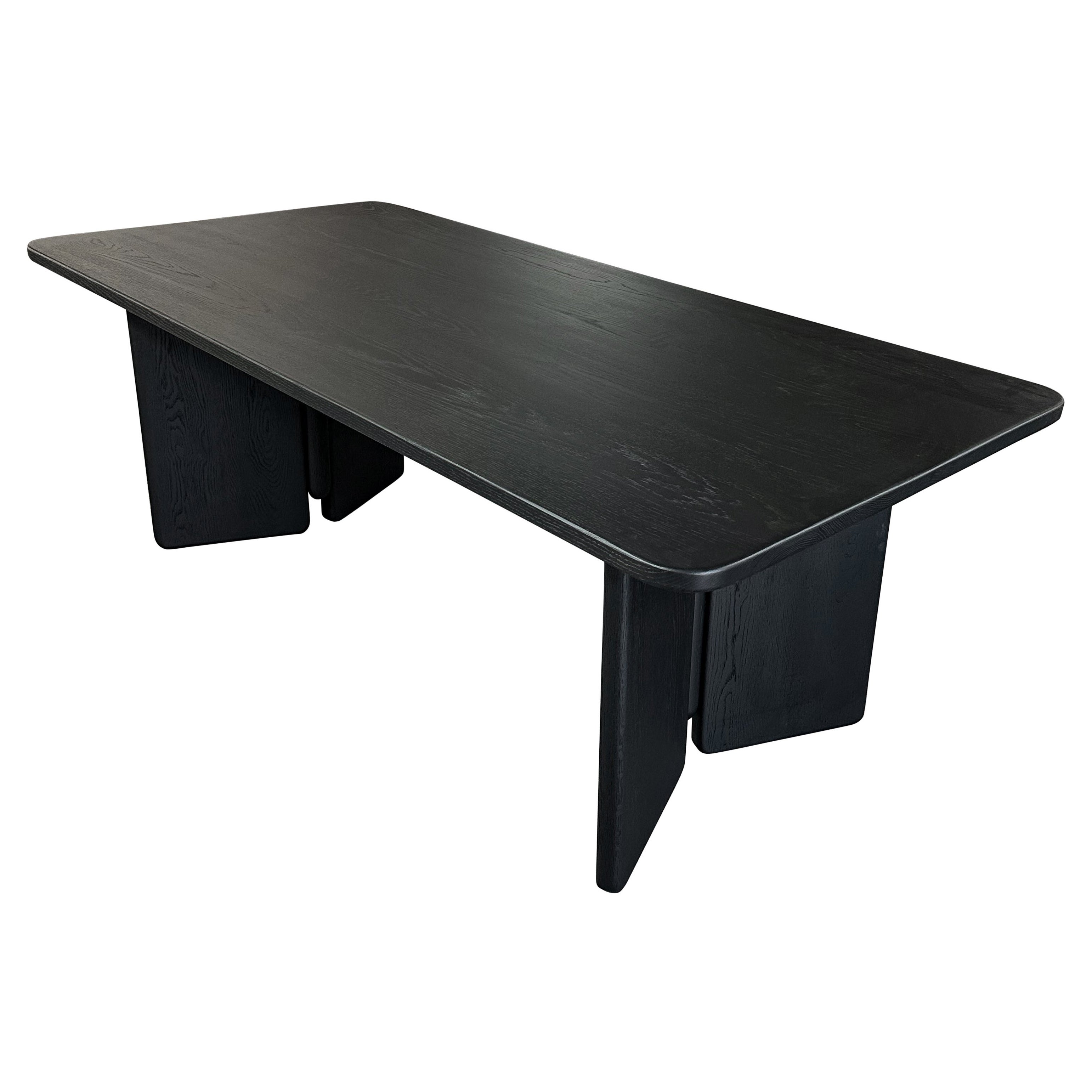 Custom Midcentury Style Rectangular Black Oak Dining Table by Adesso Imports