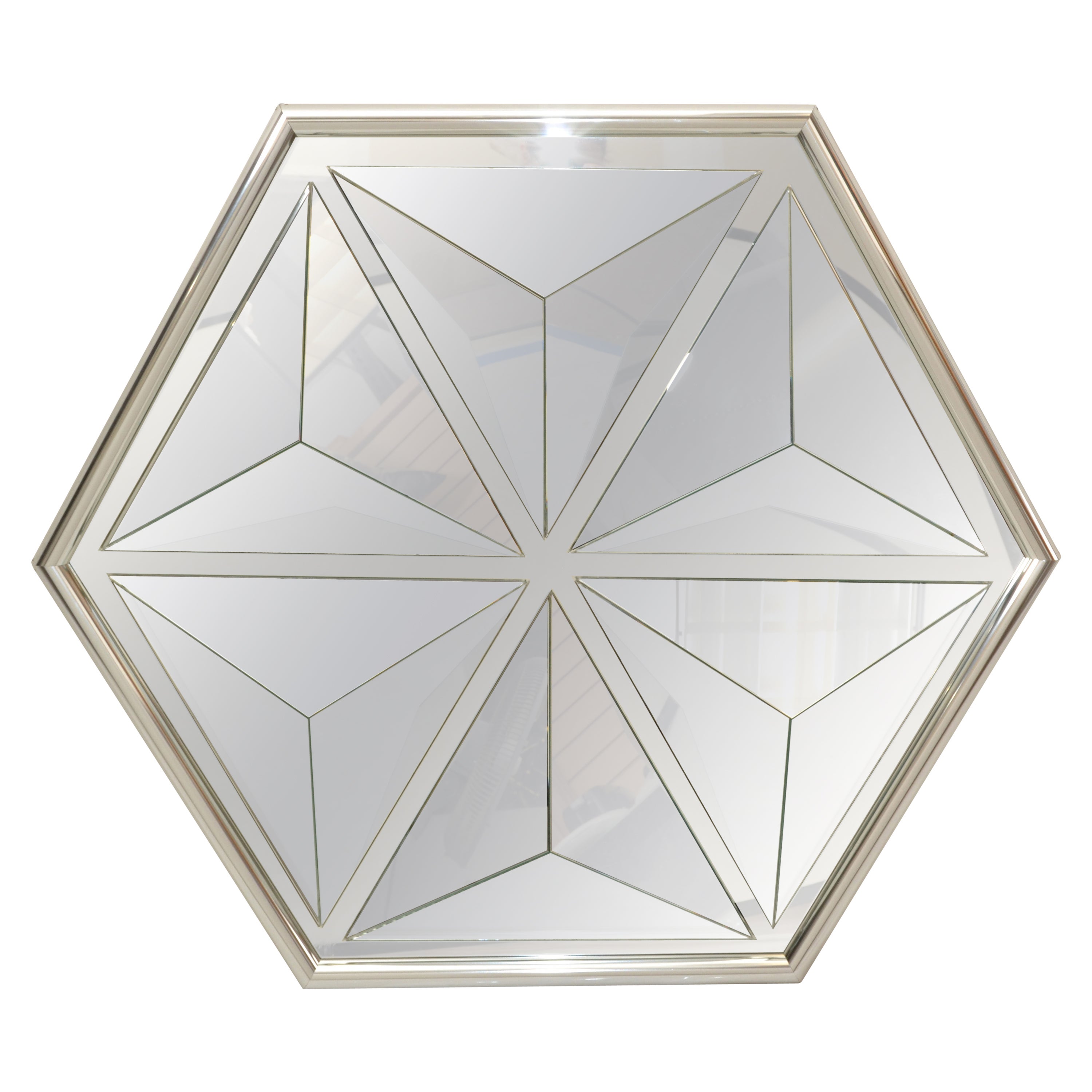 Diamond Shaped Faceted Octagonal Wall Mirror  For Sale