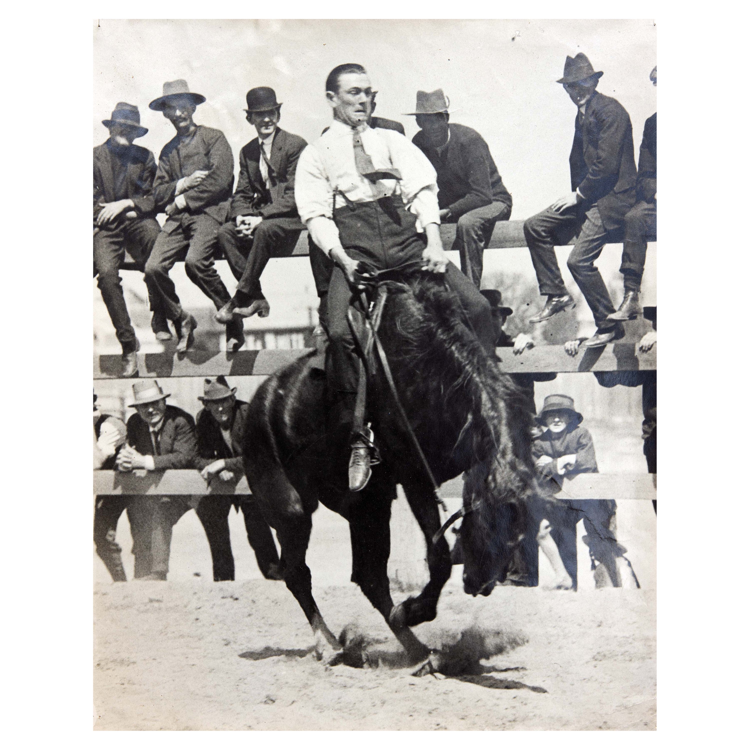 Vintage Bucking Bronco Rodeo Photograph, Early 20th Century
