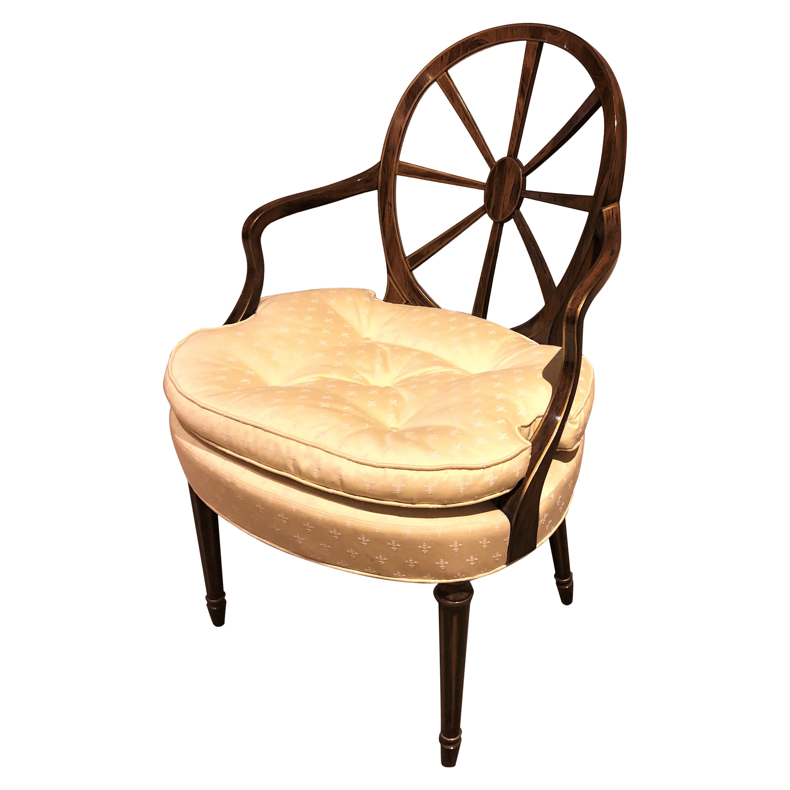 Very Attractive Faux Bois Wheelback Open Arm Chair For Sale