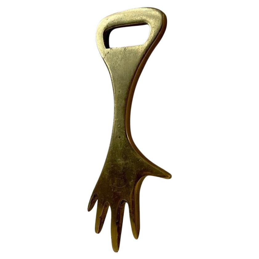 Scandinavian Modern Hand Bottle Cap Opener in Brass, 1950s For Sale