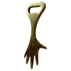 Vintage Scandinavian Modern Hand Bottle Cap Opener in Brass, 1950s