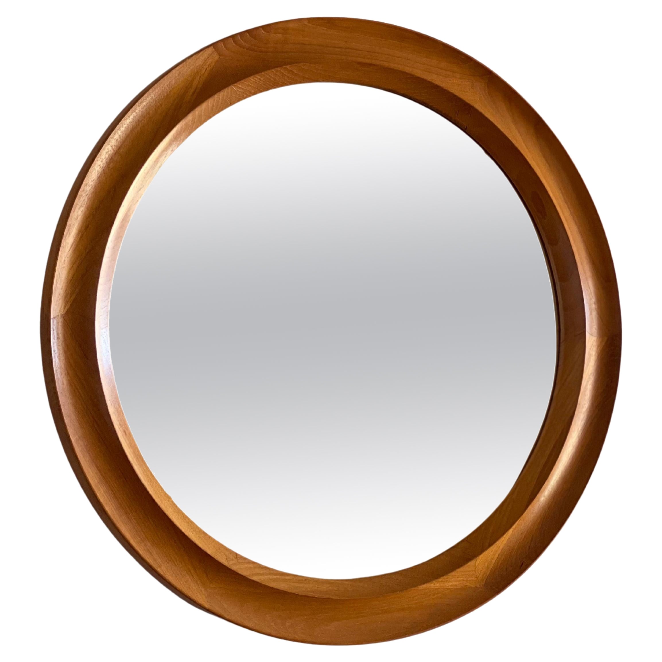 1960s Danish Round Teak Mirror by Pedersen & Hansen For Sale