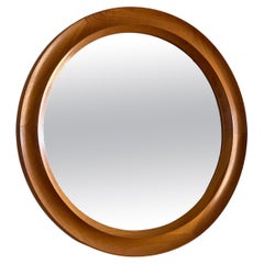 Retro 1960s Danish Round Teak Mirror by Pedersen & Hansen