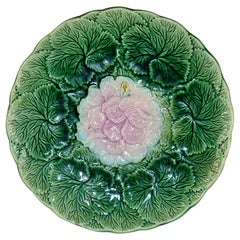 Used 19th Century Majolica Begonia Plate
