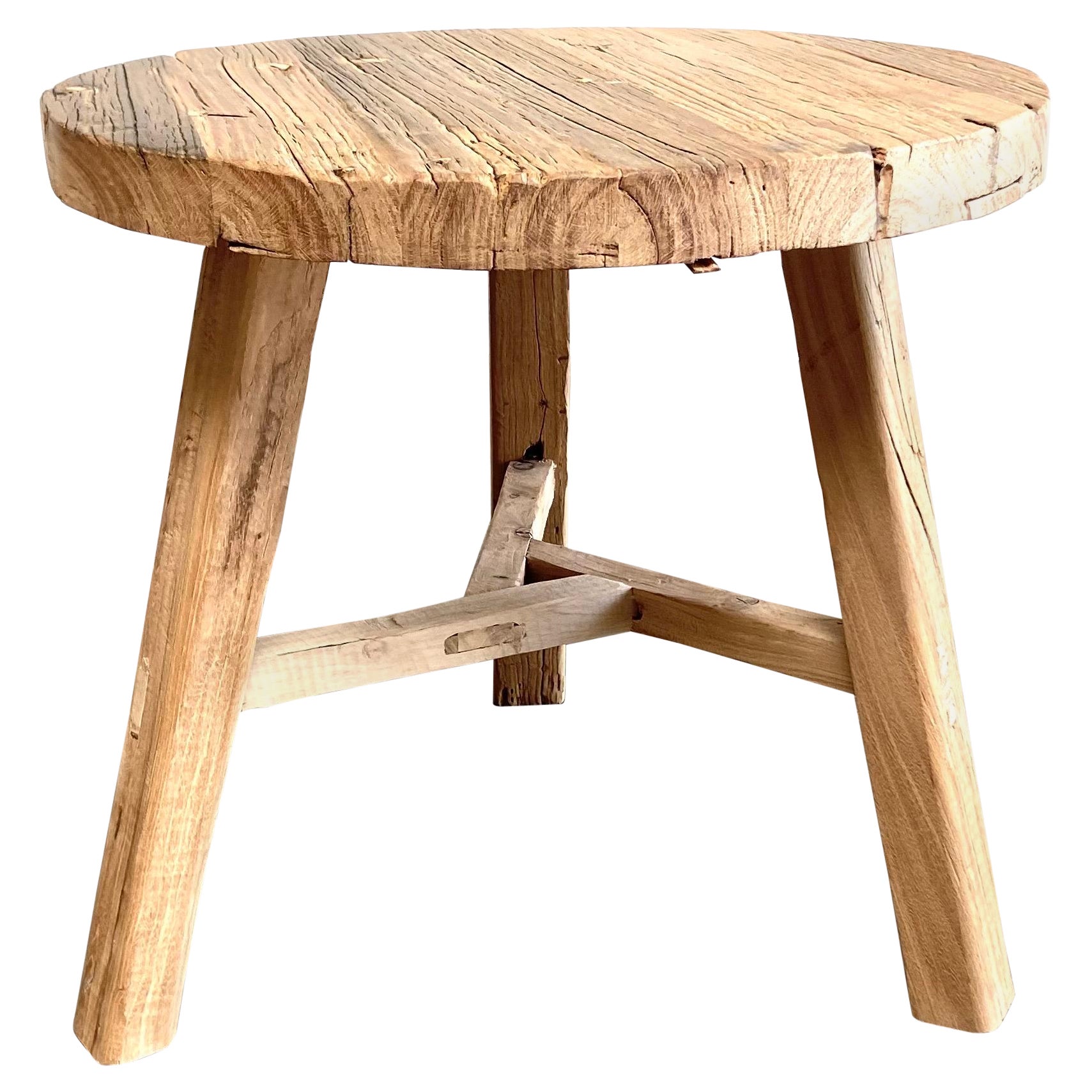 Natural Elm Wood Side Table For Sale