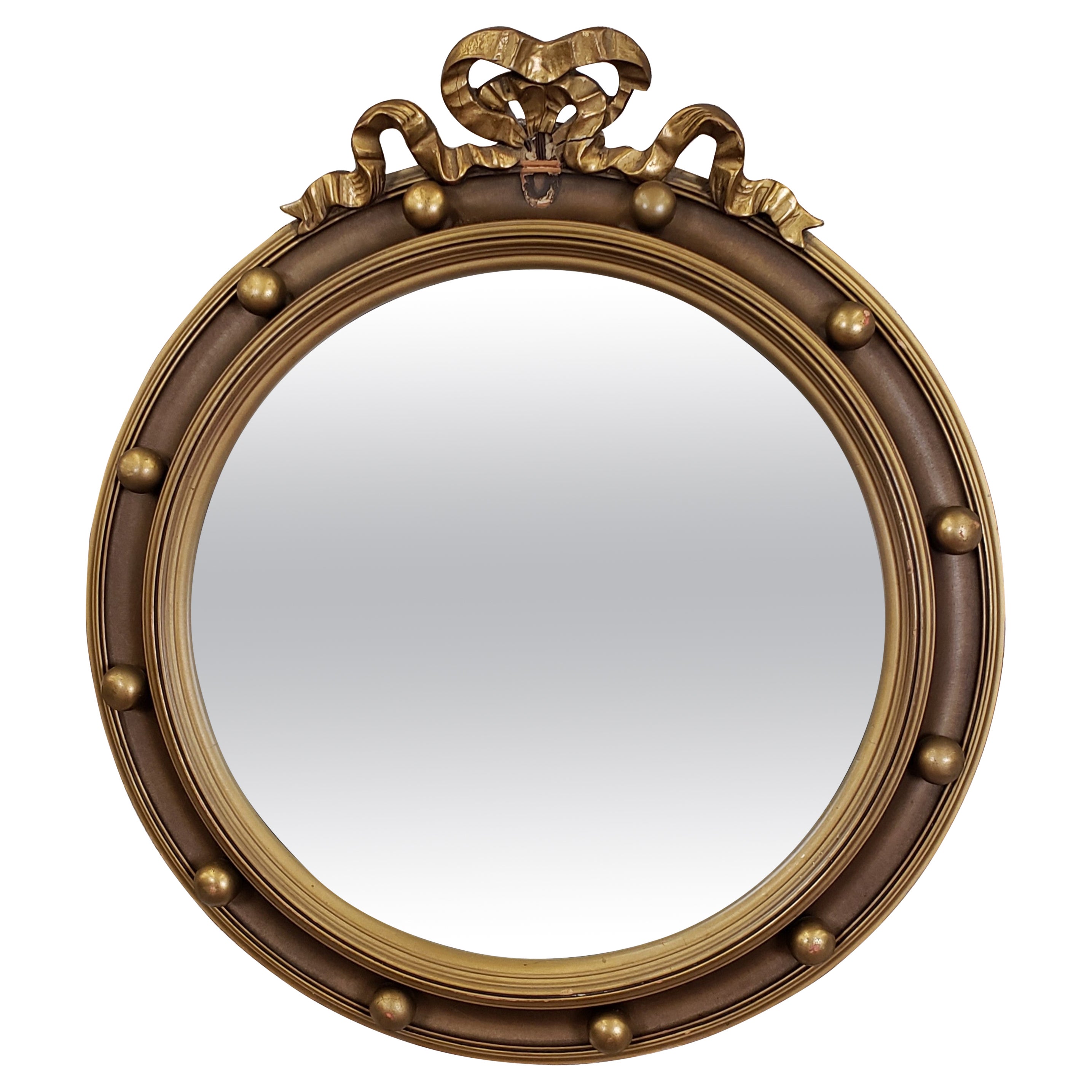 19th Century Round Convex Giltwood Wall Mirror For Sale