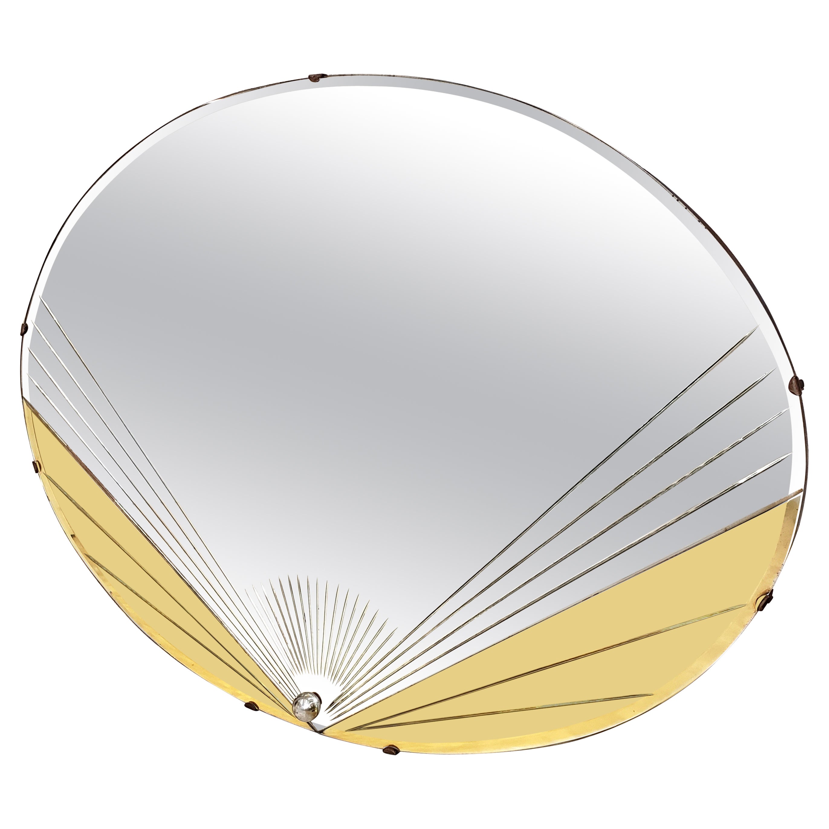 Hobbs Art Deco Mirror with Rose Gold Colored Glass For Sale