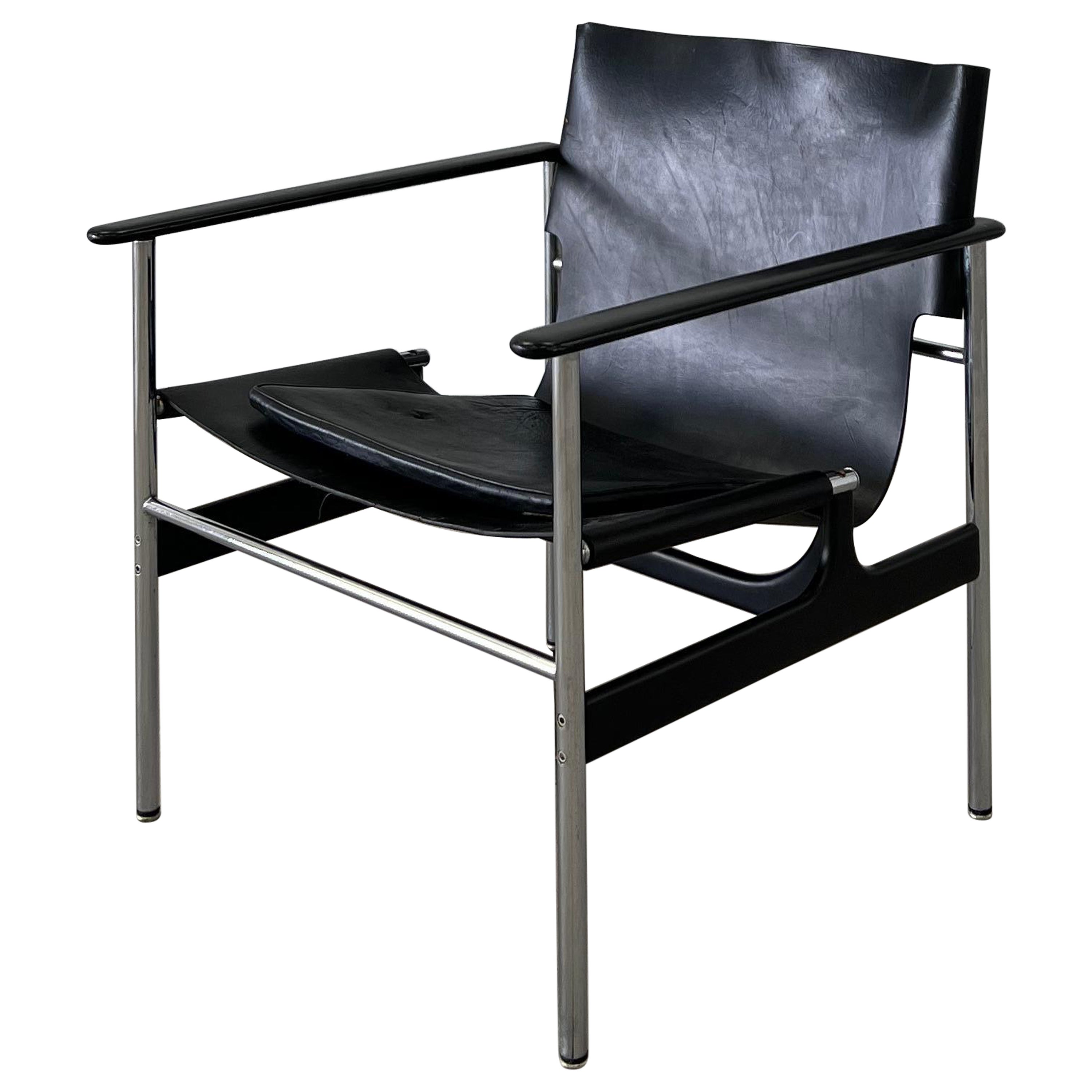 Charles Pollock For Knoll Leather Sling Arm Chair at 1stDibs