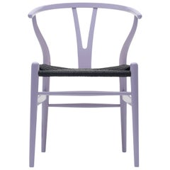 CH24 Wishbone Chair in Light Purple with Black Papercord Seat by Hans Wegner