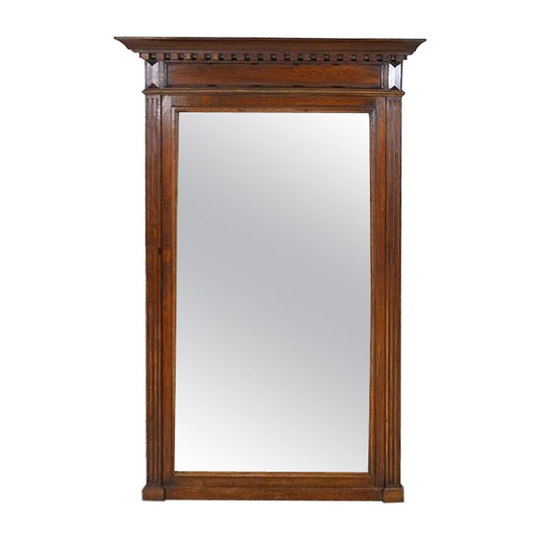 Renaissance Revival Mirror From the Early 20th Century in Brown Oak Frame For Sale