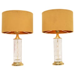 Pair of Antique Crystal & Brass Table Lamps