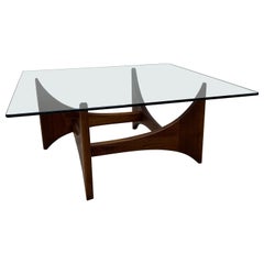 American Modern Walnut and Glass Coffee or Cocktail Table by Adrian Pearsall