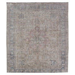Vintage Distressed Persisch Tabriz Teppich in  Hellblau und Erdtöne