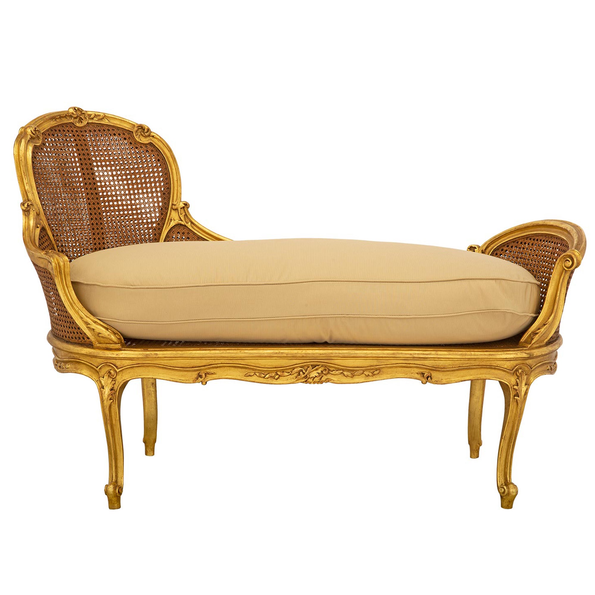 Louis XV.-Sessel aus vergoldetem Holz, Französisch, 19. Jahrhundert im Angebot