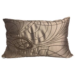 Decorative Silk Cushion with Hand Embroidery Beading Col. Silver