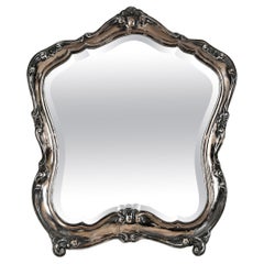 Espejo de mesa italiano estilo Luis XV de plata 800, principios del siglo XX, años 30