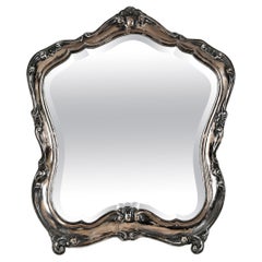 Antique Early 20th Century Louis XV Style 800 Silver Italian Table Mirror, 1930s