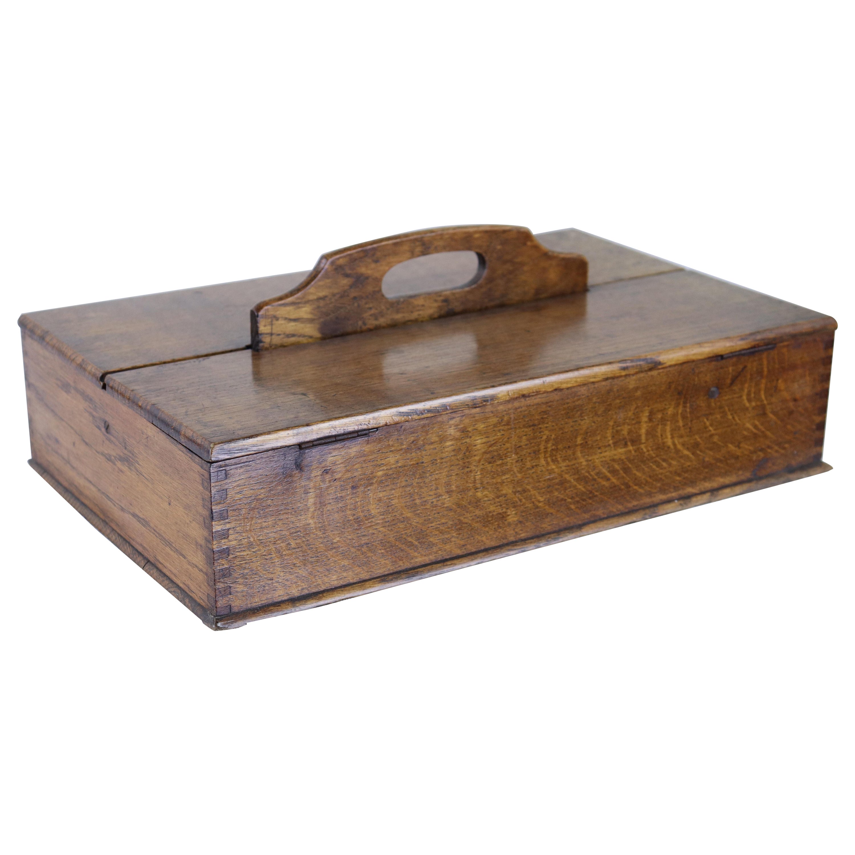 Antique Oak Cutlery Box For Sale