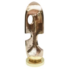 Vintage Bronze Modernist Brancusi Style Sculpture on Round Brass Base