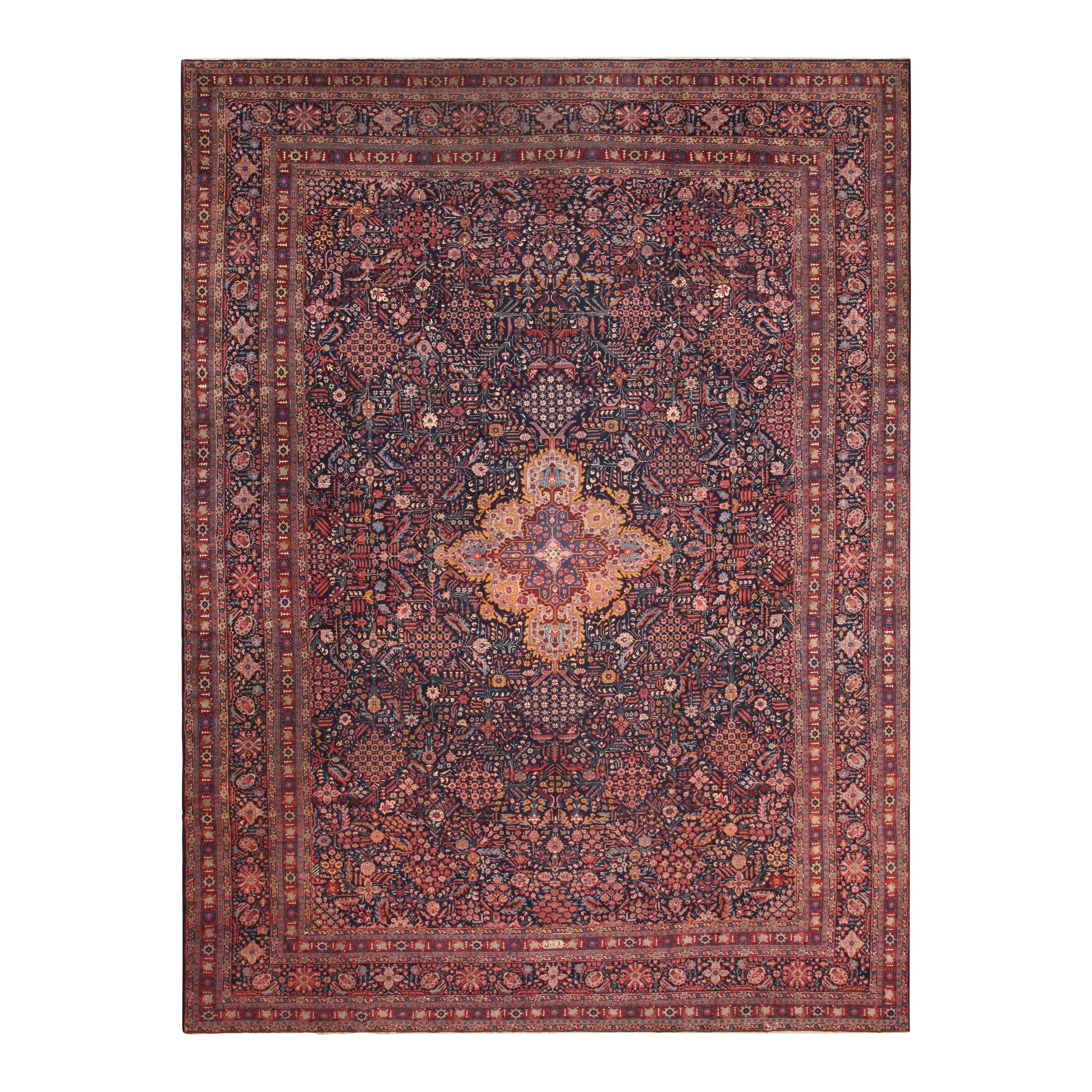 Large Antique Persian Senneh Area Rug. 13 ft x 17 ft 8 in For Sale