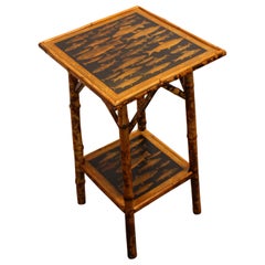 Circa 1870 Petite Square Bamboo 2-Tier Table