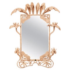 Contemporary Mario Lopez Torres Woven Rattan Illuminated Palm Leaf Mirror