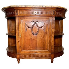 Antique French Carved Walnut Sideboard with Marble Top, Circa 1890.