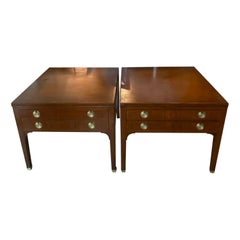 Used Pair Brass Wood Kittinger Nightstands End Side Tables Mid Century Modern