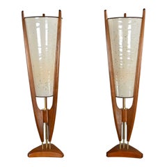 Retro Mid Century Modern Sculpted Cone Table Lamps Arthur Jacobs for Modeline