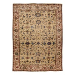 Vintage Sultanabad Tan Handmade Wool Rug with Allover Pattern