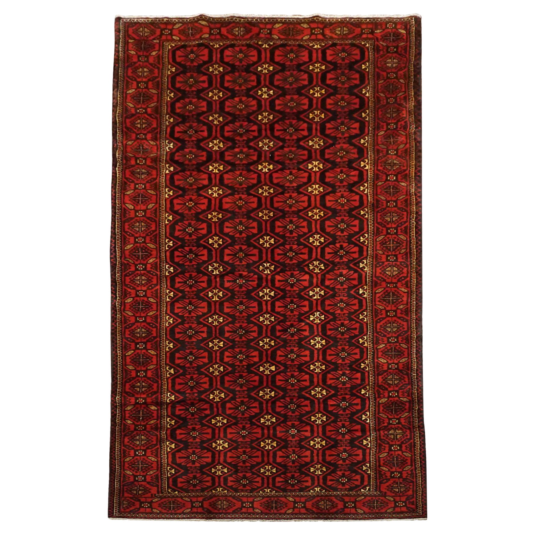 Tapis de couloir de galerie persan tribal noir Baluchi, vers 1900