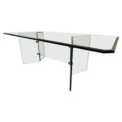 Retro Pace Style Glass & Brass Dining Table