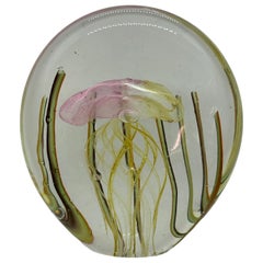Retro Beautiful Jellyfish Murano Italian Art Glass Aquarium Paperweight Sculpture 