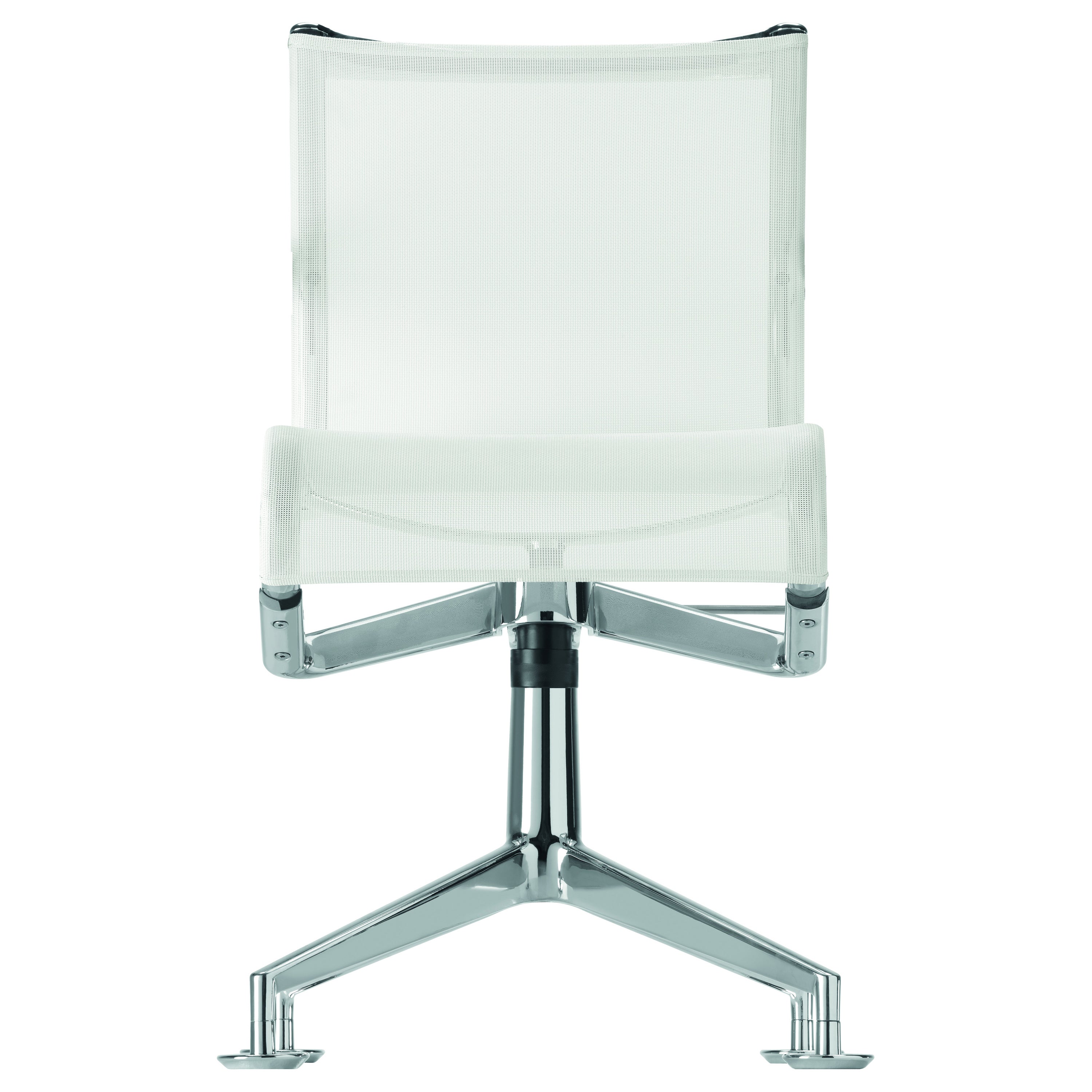 Alias 446 Meetingframe+ Tilt 47 Chair in White Mesh with Chromed Aluminum Frame For Sale