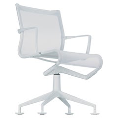 Alias 447 Chaise de réunion + Cadre inclinable 47 en maille blanche avec cadre en aluminium laqué