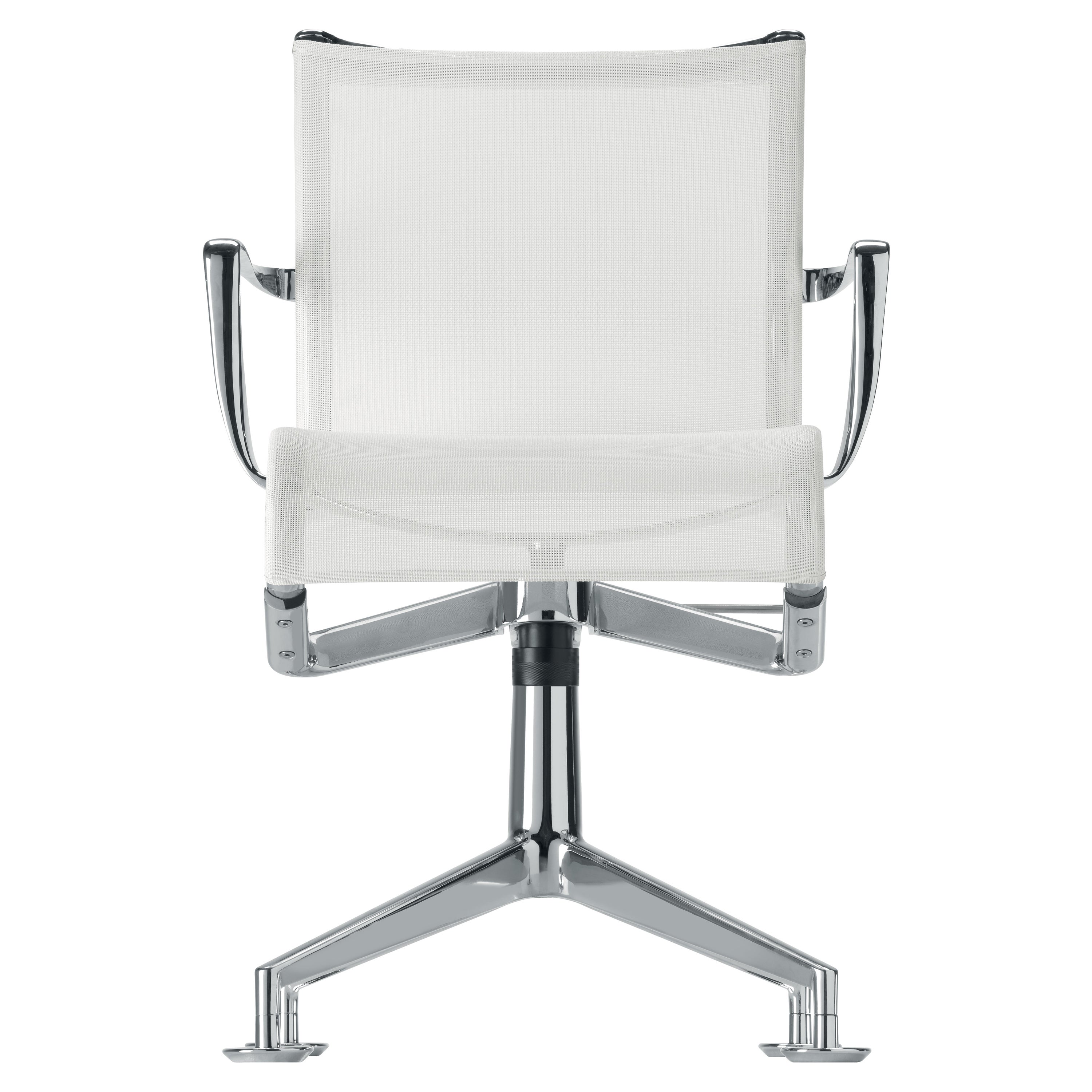 Alias 447 Meetingframe+ Tilt 47 Stuhl aus weißem Mesh mit verchromtem Aluminiumrahmen im Angebot