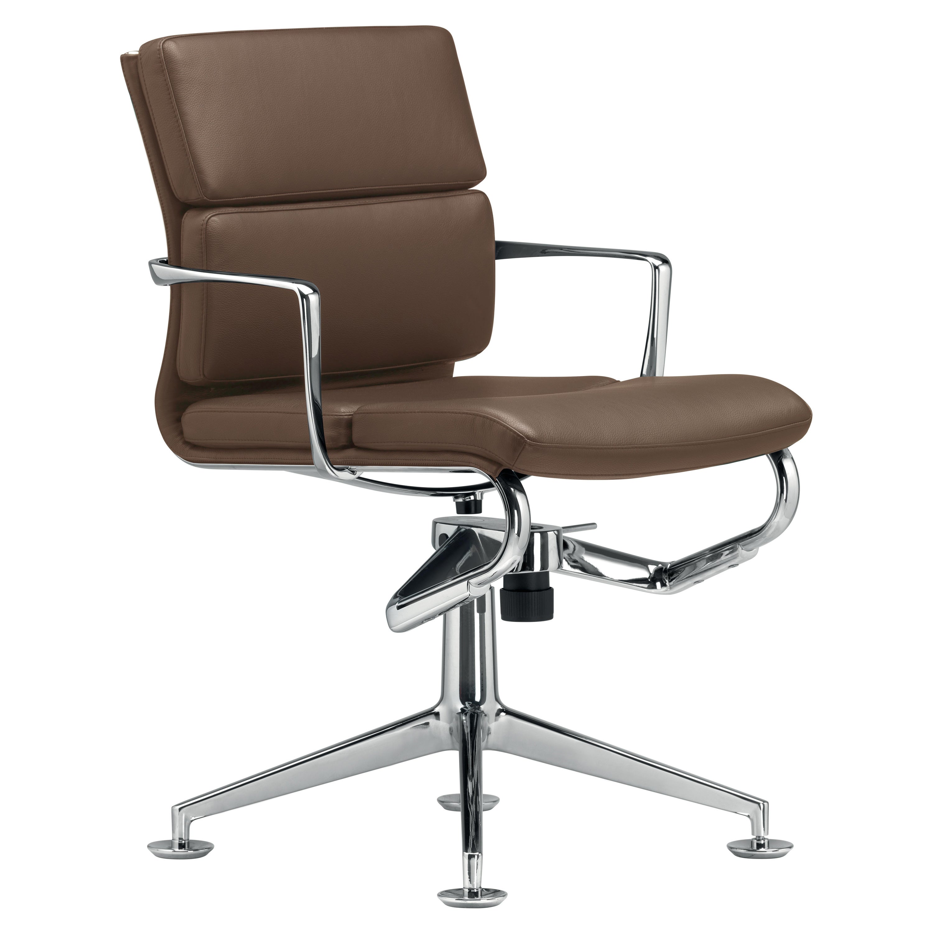 Alias 429 Meetingframe+ Tilt 47, weicher Stuhl mit braunem Torba-Sitz und verchromtem Rahmen im Angebot