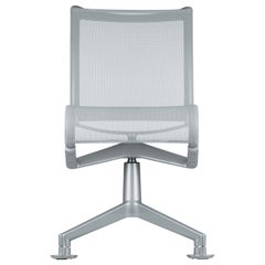 Alias 436 Chaise de réunion 44 en maille gris clair avec cadre en aluminium laqué