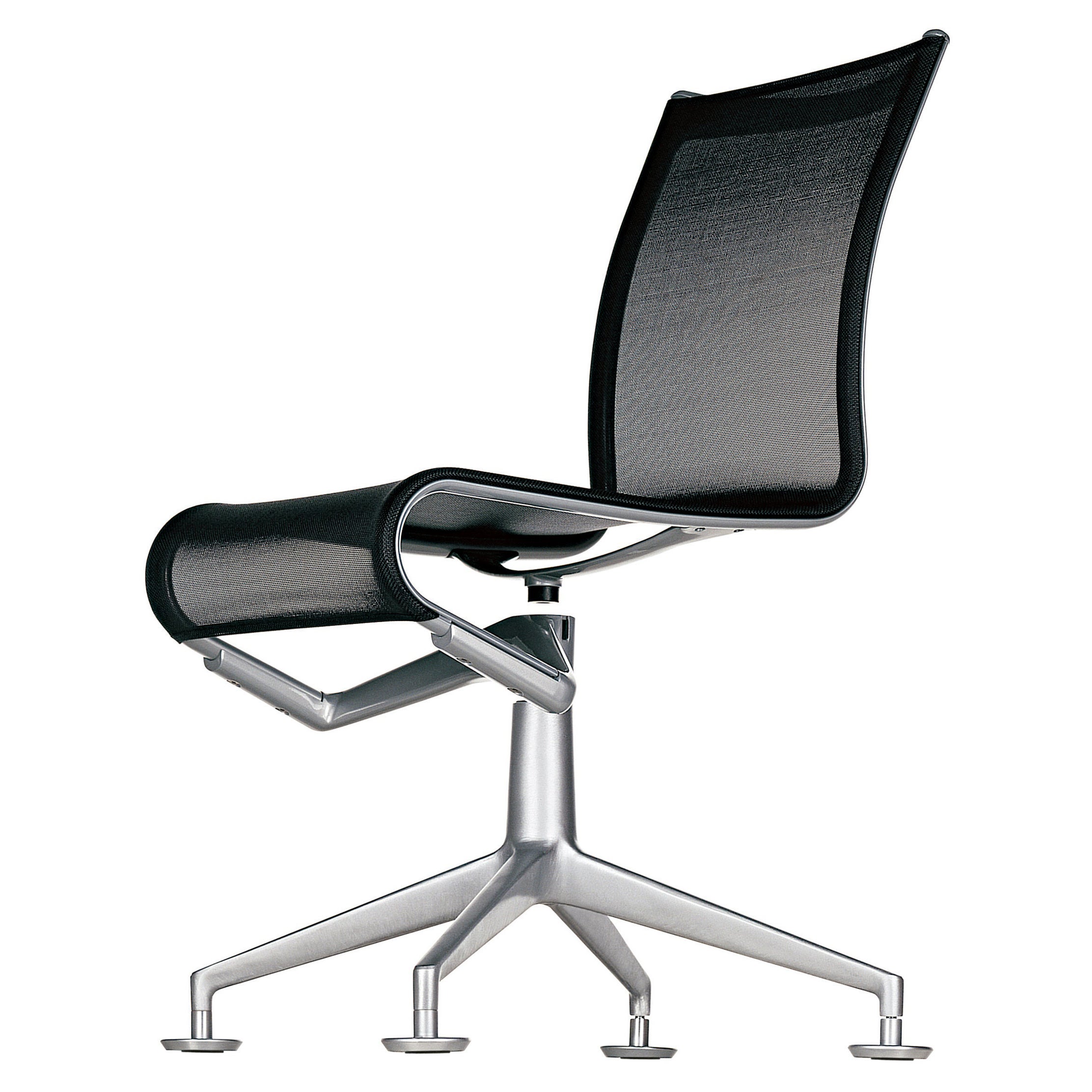 Alias 436 Meetingframe 44, Stuhl in schwarzem Mesh mit poliertem Aluminiumrahmen im Angebot
