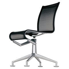 Alias 436 Chaise de réunion 44 en maille noire avec cadre en aluminium poli